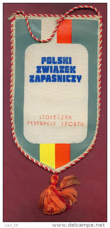 W87  / SPORT - Championship 1975 WARSZAWA Wrestling Lutte Ringen - 11.5  X 20 Cm. Wimpel Fanion Flag Poland Pologne - Autres & Non Classés