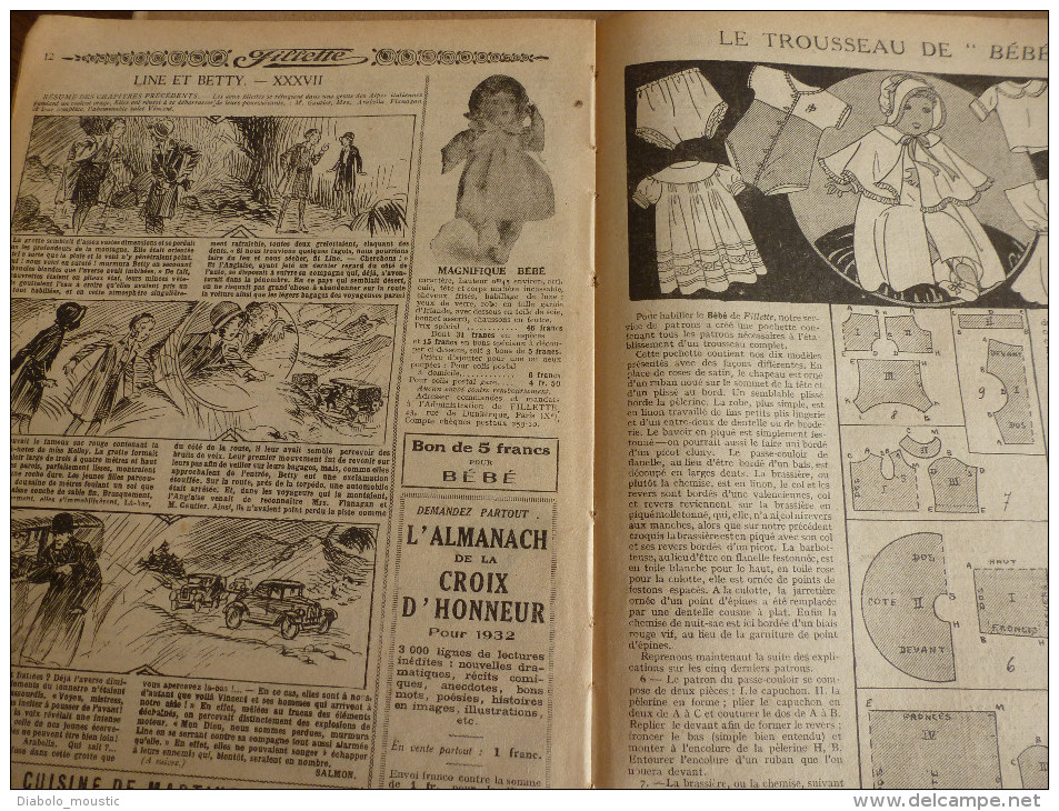1932 Revue "FILLETTE" :de belles histoires à suivre et aussi ponctuelles comme celle-ci  : JACQUOT LE PERROQUET VERT