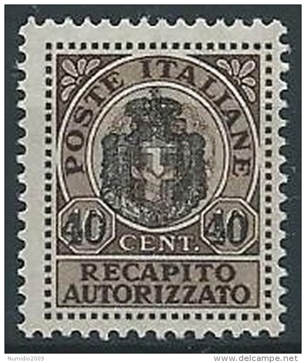 1945 LUOGOTENENZA RECAPITO AUTORIZZATO  40 CENT MNH ** - ED509-2 - Authorized Private Service