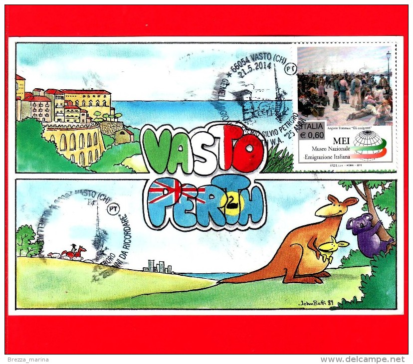 AUSTRALIA - 1989 - Cartolina - Gemellaggio Vasto - W.A. Perth Sister City  - 2 Annulli 18-12-1989 + 21-5-2014 - Covers & Documents