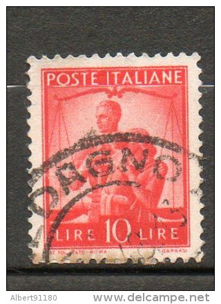 ITALIE  10l Vermillon 1945-48 N°497 - Afgestempeld