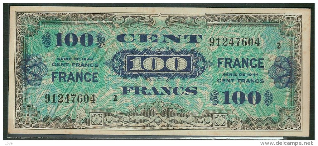 FRANCE TRESOR: N° VF25, 100F. Série Petit 2, Date 1945 - 1945 Verso Frankreich