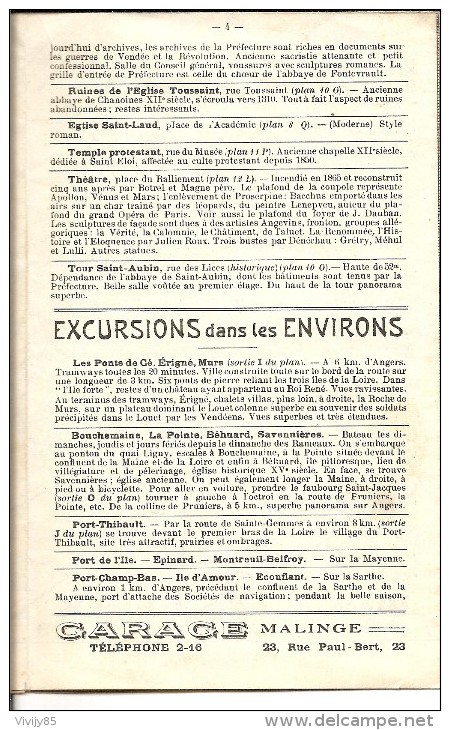 49 - ANGERS - Plan Guide Historique édition 1919/1920 Pas Très Courant - France