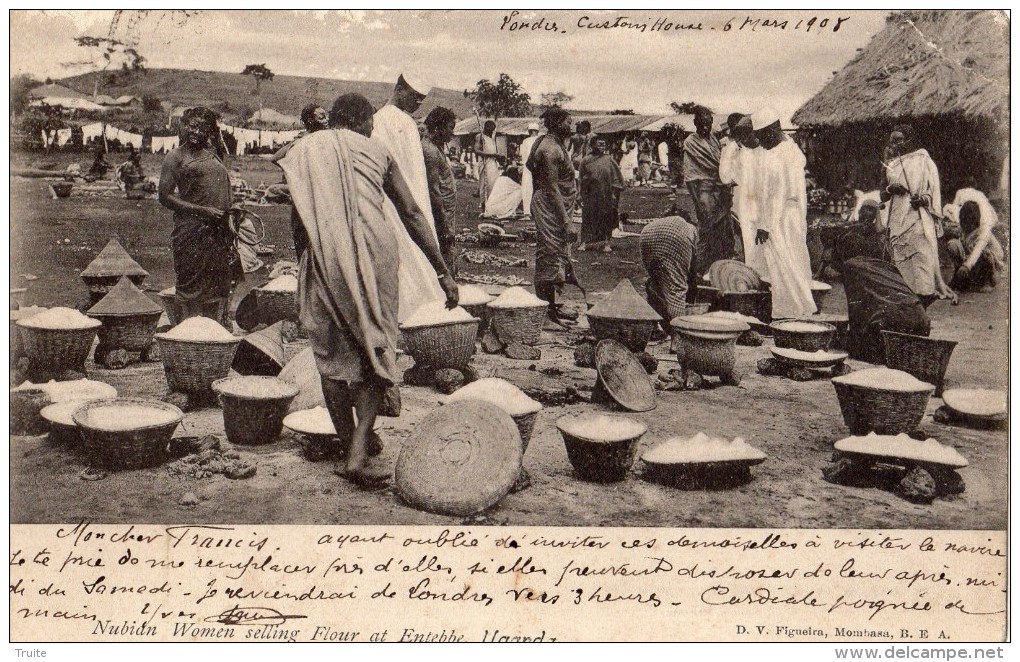 OUGANDA NUBIDN WOMEN SELLING FLOUR AT ENTEBBE CARTE PRECURSEUR - Ouganda