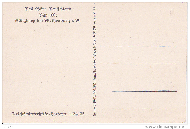 AK Wülzburg Bei Weißenburg I.B. - Reichswinterhilfe-Lotterie 1934/35 - Luftbild (5155) - Weissenburg