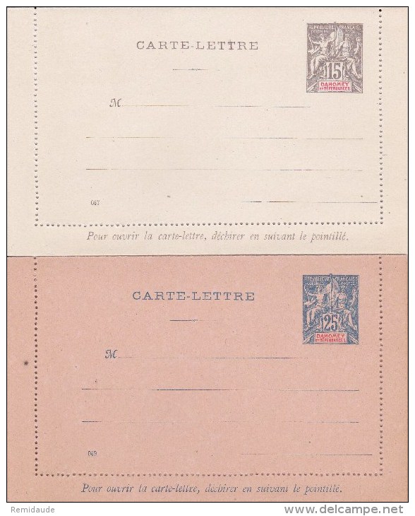 DAHOMEY - ENTIERS POSTAUX - 1900 - CARTES-LETTRE TYPE GROUPE AVEC DATES -  ACEP N°1/2 - Cartas & Documentos