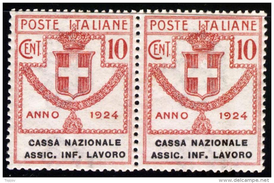 ITALIA  - ITALY - REGNO - PARASTATALI CASSA NAZIONALE ASSIC. INF. LAVORO - "O" Rotta 50c, 5L  - **MNH - 1924 - Franchigia