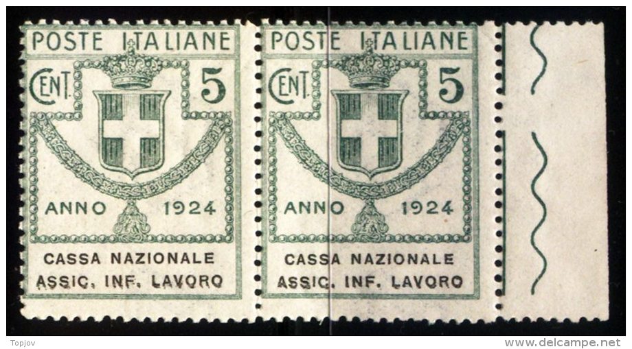 ITALIA  - ITALY - REGNO - PARASTATALI CASSA NAZIONALE ASSIC. INF. LAVORO - "O" Rotta 50c, 5L  - **MNH - 1924 - Franchigia