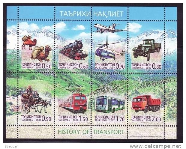 TAJIKISTAN 2007 HISTORY OF TRANSPORT MS MNH  /zx/ - Tadjikistan
