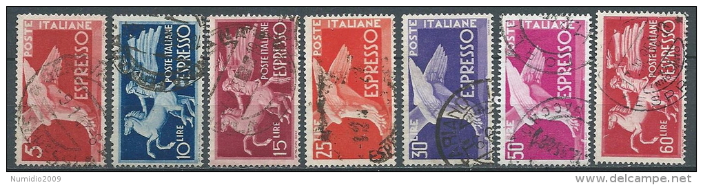 1945-52 ITALIA USATO ESPRESSO 7 VALORI RUOTA - ED12 - Poste Exprèsse/pneumatique