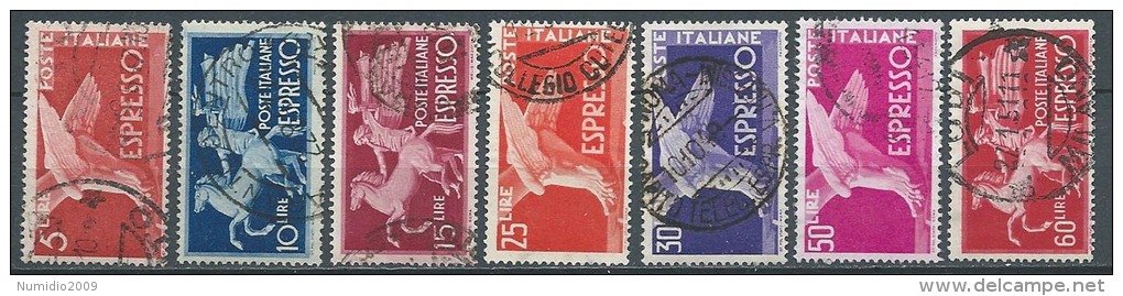 1945-52 ITALIA USATO ESPRESSO 7 VALORI RUOTA - ED17 - Poste Exprèsse/pneumatique