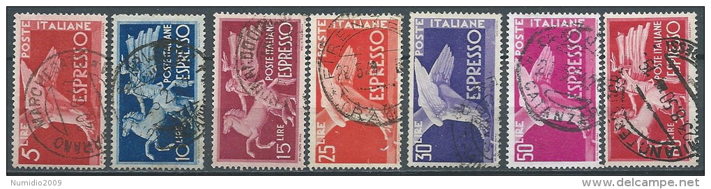 1945-52 ITALIA USATO ESPRESSO 7 VALORI RUOTA - ED18 - Poste Exprèsse/pneumatique