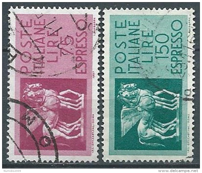 1958-66 ITALIA USATO ESPRESSO 2 VALORI STELLE - ED01 - Poste Exprèsse/pneumatique