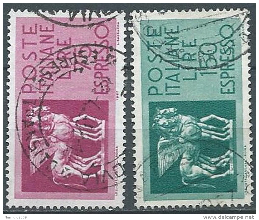 1958-66 ITALIA USATO ESPRESSO 2 VALORI STELLE - ED12 - Poste Exprèsse/pneumatique