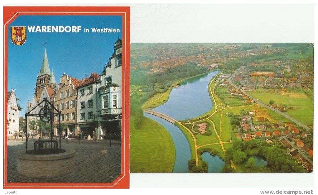 WARENDORF Westfalen Marktplatz Stempel Stadt Des Pferdes Und 100 Jahre Eisenbahn 2 Karten - Warendorf