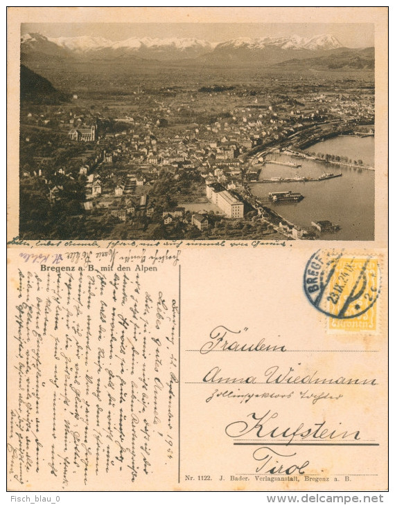 AK Vorarlberg 6900 Bregenz Am Bodensee 1924 Alpen Kufstein Österreich AUSTRIA A. Ansichtskarte See Lake Postcard - Bregenz