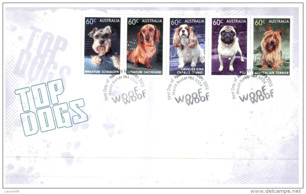 (452) Australia FDC Cover - 2013 - Top Dogs - First Flight Covers