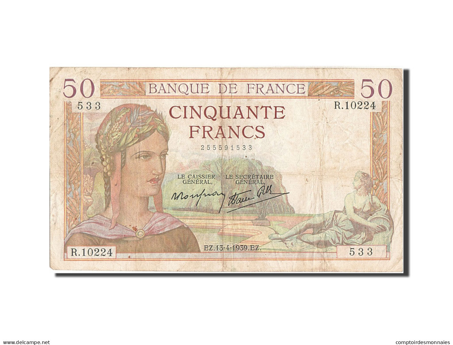 Billet, France, 50 Francs, 50 F 1934-1940 ''Cérès'', 1939, 1939-04-13, TB - 50 F 1934-1940 ''Cérès''