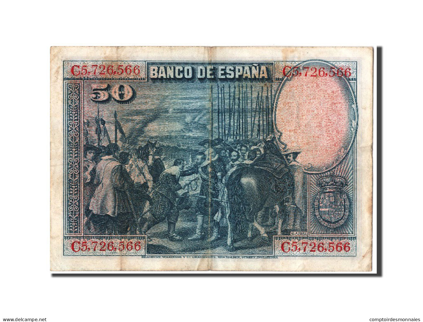 Billet, Espagne, 50 Pesetas, 1928, 1928-08-15, TTB - 50 Pesetas