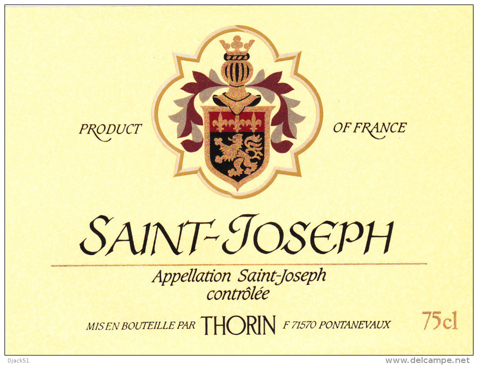 Etiquette Vin - SAINT-JOSEPH  - THORIN - 71 - PONTANEVAUX - Côtes Du Rhône