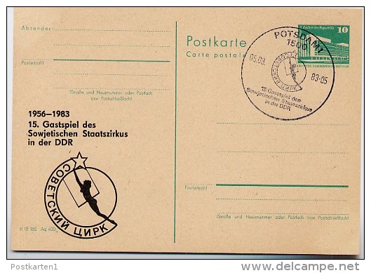 SOWJETISCHER STAATSZIRKUS DDR P84-29-83 C37 Postkarte Zudruck Potsdam Sost. 1983 - Circus