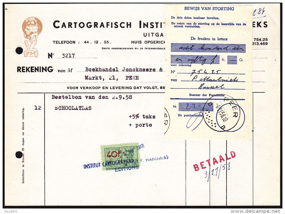 Cartografisch Instituut P. Mantnieks Schoolatlas - Brussel 1958 >> Peer - 1950 - ...