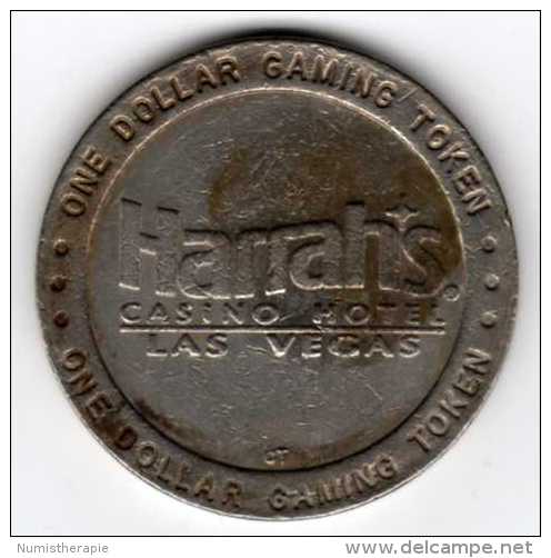 $1 Gaming Token : Jeton Slot Machine : Harrah's Casino : Las Vegas NV - Casino