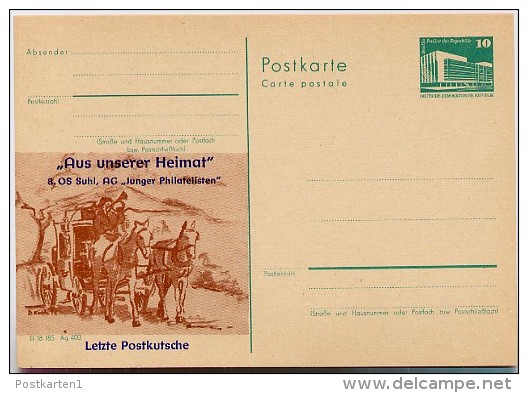 DDR P84-34b-84 C86-b Postkarte Zudruck POSTKUTSCHE Suhl 1984 - Cartes Postales Privées - Neuves