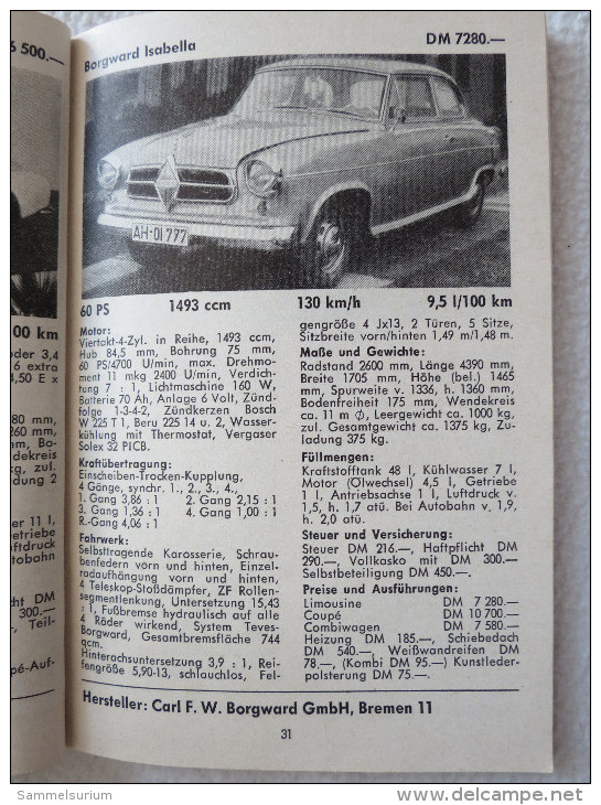 "Der Motor-Katalog 1958" Band 2 Mit 100 Autos - Catalogi