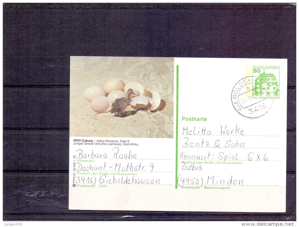 Deutsche Bundespost -  Natur Museum Coburg - Gieboldehausen 24/3/1992 (RM4287) - Ostriches