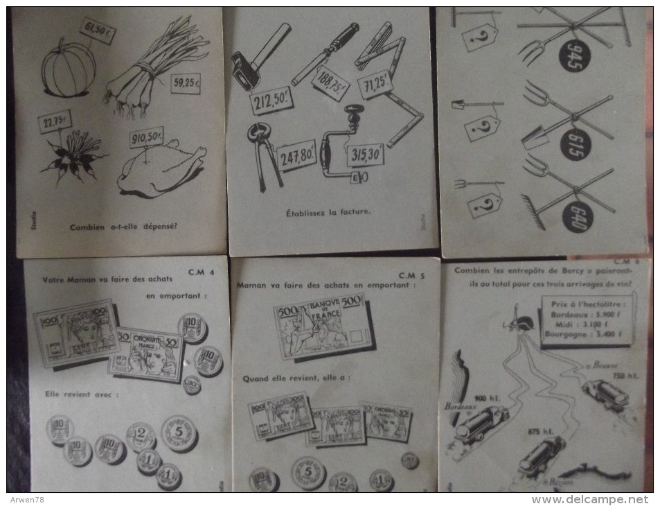 Rare Lot De 48 Fiches Studia Serie Cm Complete Pour L'apprentissage Du Calcul A L'ecole Primaire Annee 50 - Materiaal En Toebehoren