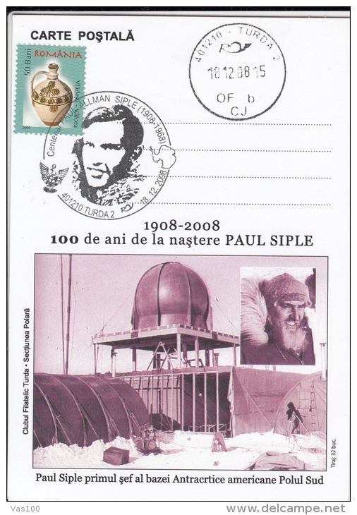 AMERICAN ANTARCTIC BASE, PAUL SIPLE, SPECIAL POSTCARD, 2008, ROMANIA - Forschungsstationen