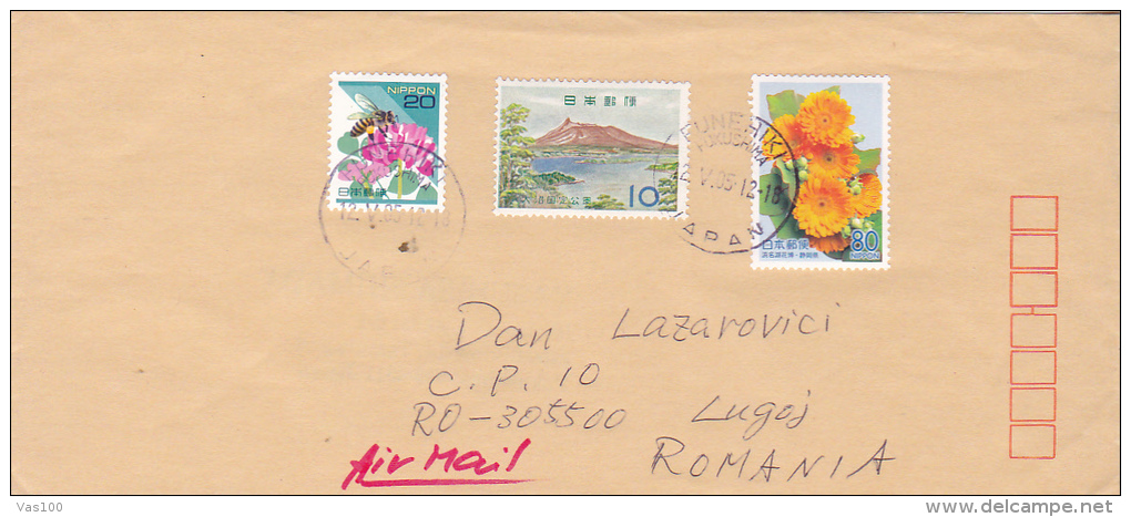 BEE ON FLOWER, MOUNTAINS, STAMPS ON COVER, 2005 - Covers & Documents