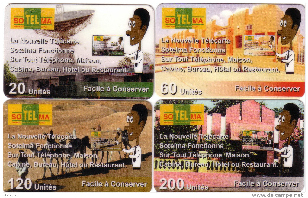 MALI 4 CARDS PREPAIDS SERIE COMPLETE 4 CARTES SOTELMA 20 60 120 200U UT RARES - Mali