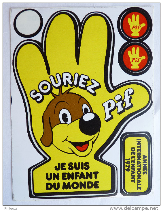 4 AUTOCOLLANTS Sur 5 PIF LE CHIEN - Année Internationale De L'enfant 1979 -  Autocollant - Aufkleber