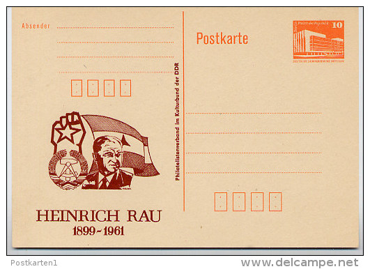 DDR P86I-3-88 C27 Postkarte PRIVATER ZUDRUCK HEINRICH RAU ** 1989 - Cartes Postales Privées - Neuves