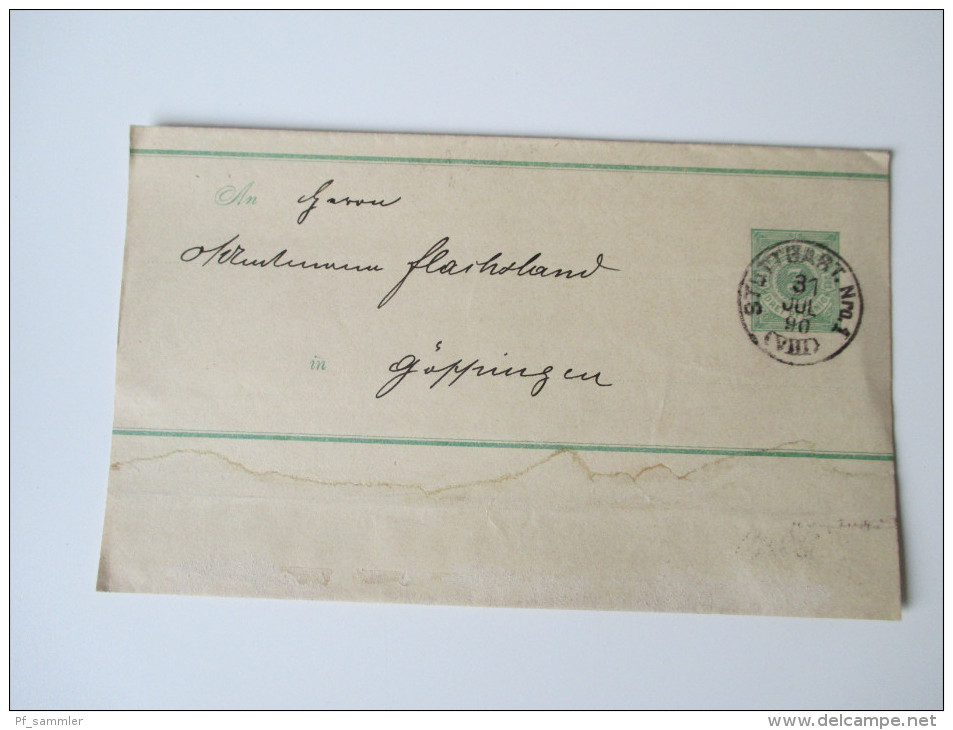 AD Württemberg Streifbänder 8 Stück 1888-1890 Göppingen - Postal  Stationery