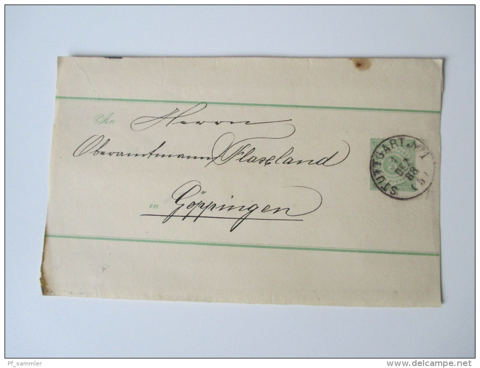 AD Württemberg Streifbänder 8 Stück 1888-1890 Göppingen - Postal  Stationery