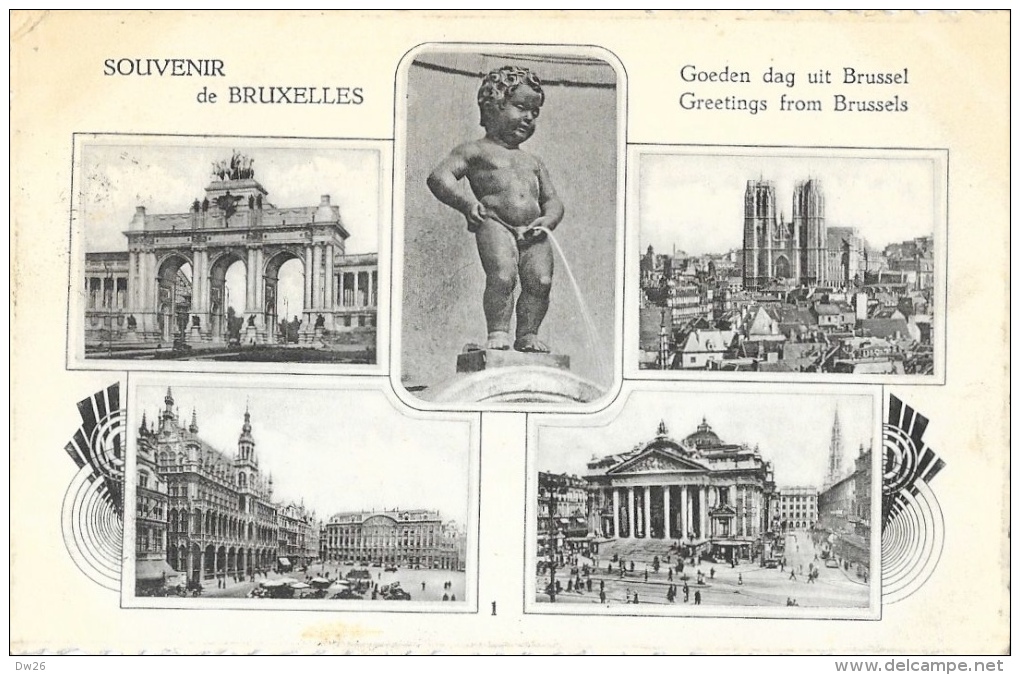 Souvenir De Bruxelles - Multivues 1952 (Manneken-Pis, Monuments) - Panoramic Views