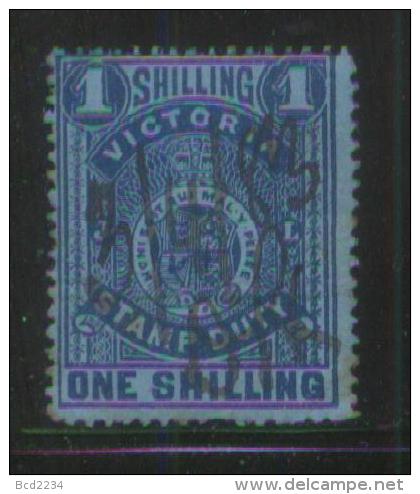 AUSTRALIA VICTORIA STAMP DUTY REVENUE 1879 TYPE D TYPE 1/- BLUE ON BLUE WMK TYPE 1 SIDEWAYS PERF 12.5 BF#03D - Fiscales