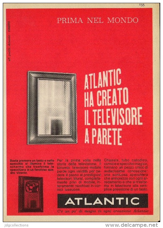 # ATLANTIC TV TELEVISION ITALY 1950s Advert Pubblicità Publicitè Reklame Publicidad Radio TV Televisione - Television