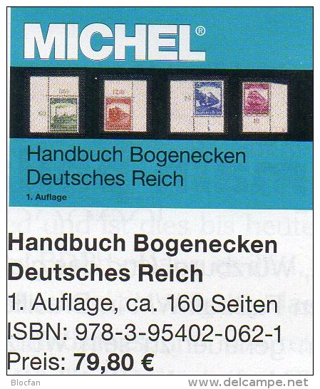 Handbuch Bogenecken Reichspost Michel Katalog 2014 neu 80€ 3.Reich stamps to 1945 corner new special catalog old Germany