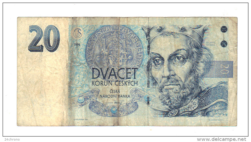 Tchequie: Billet De 20 Duacet Korun Ceskych, 1994 (14-2185) - Tschechien
