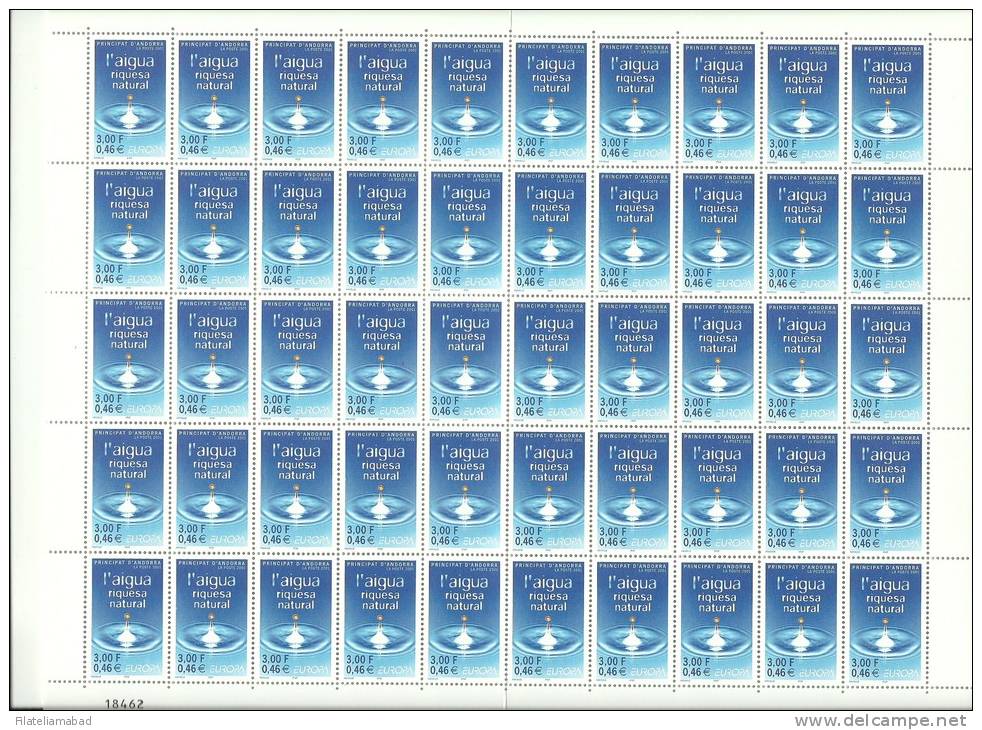 ANDORRA- HOJA ENTERA 50 SERIES TEMA DE EUROPA EUROPA CORREO FRANCES 2001(c.h) - Blocks & Sheetlets