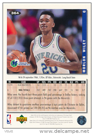 Basket NBA (1994), MORLON WILEY, DALLAS MAVERICKS, Collector&acute;s Choice (n° 364), Upper Deck, Trading Cards... - 1990-1999
