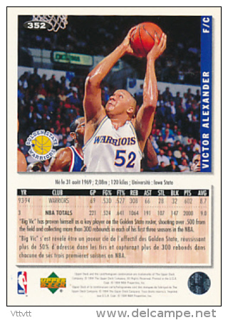 Basket NBA (1994), VICTOR ALEXANDER, WARRIORS GOLDEN STATE, Collector&acute;s Choice (n° 352), Upper Deck, Trading Cards - 1990-1999