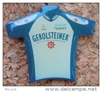 MAILLOT BLANC ET BLEU  DE CYCLISTE - GEROLSTEINER -  VELO - CYCLISME - CYCLISTE - BIKE -              (NOIR) - Cycling