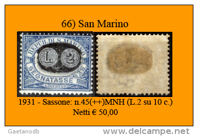 San-Marino-0066 - 1931-Sassone: N. 45 (++) MNH. - Portomarken