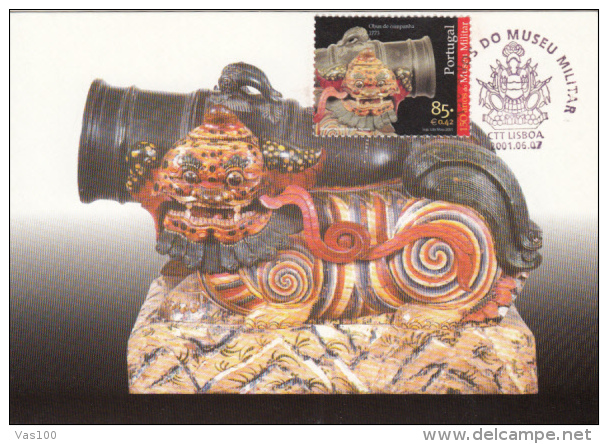 CANON, MILITARY MUSEUM, CM, MAXICARD, CARTES MAXIMUM, 2001, PORTUGAL - Cartes-maximum (CM)