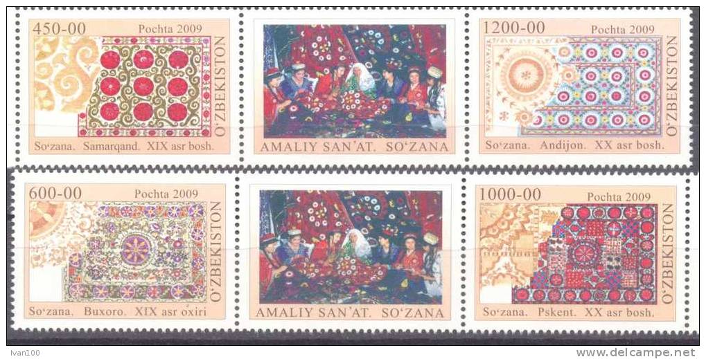 2009. Uzbekistan, The Aplied Arte Suyzanne, 4v + S/s, Mint/** - Uzbekistan